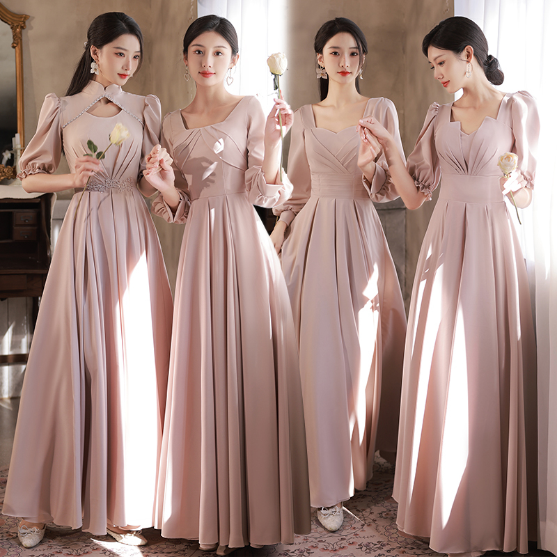 Bridesmaid Dress 2026 New Niche High-End Long-Sleeved Dress for Best Friends, Sisters, Choir Performance Dress Bridesmaid Dress 2026 New Niche High-End Long-Sleeved Dress for Best Friends, Sisters, Choir Performance Dress