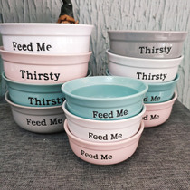 Ceramic dog bowl dog basin pet food bowl cat bowl single bowl large large dog cute anti-beat dog food bowl