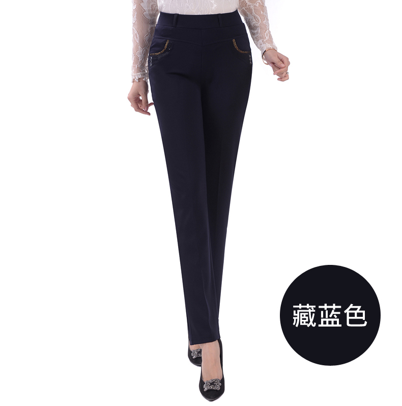 Phụ nữ trung niên quần dài co giãn eo dài quần dài mẹ lỏng thẳng cao eo phụ nữ trung niên quần mỏng - Cộng với kích thước quần áo các loại quần áo nữ