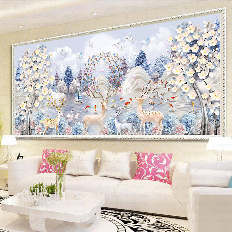 Diamond painting 5d new living room cross stitch full diamond point diamond brick show crystal sticky 2022 deer