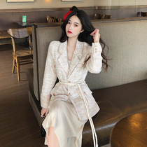 2021 new womens casual fashion temperament foreign atmosphere royal sister small Xiangfeng Hong Kong style retro chic two dress dress