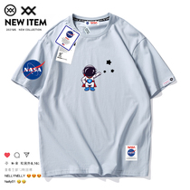 nasa Joint astronaut cartoon official website trend couples summer Tide brand graffiti printing short sleeve T-shirt men