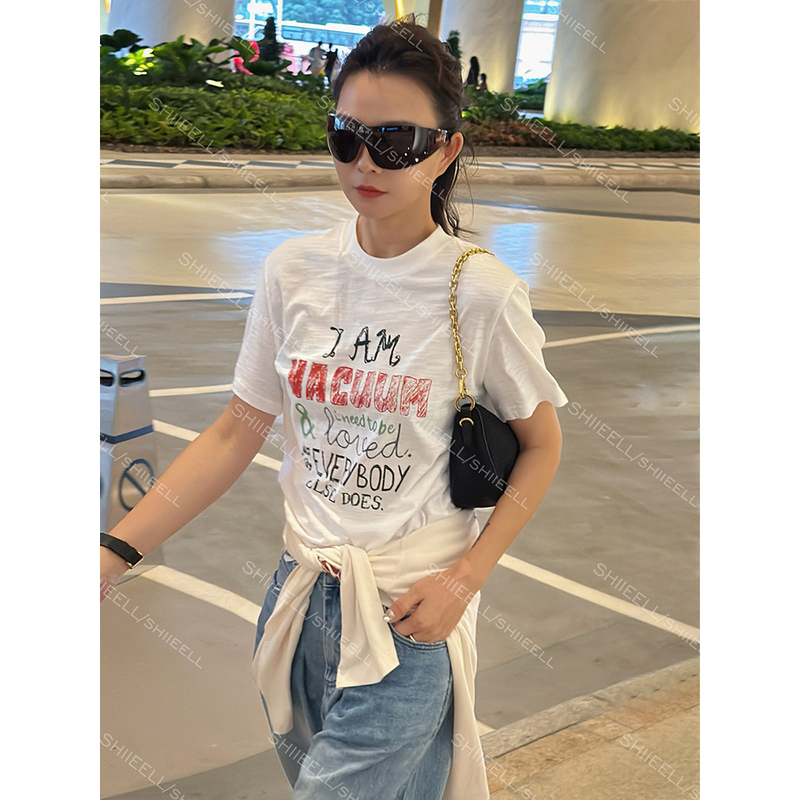【Island T】Fun Colorful Letter Print Casual and Relaxed Fit T-Shirt Z8053 【Island T】Fun Colorful Letter Print Casual and Relaxed Fit T-Shirt Z8053