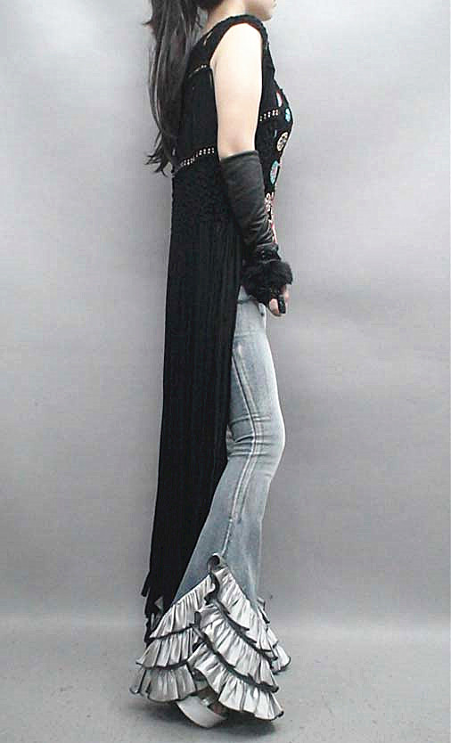 Free Shipping 2017 Fashion Long Jeans Pants For Women Flare Stretch Trousers Plus Size S-XL Denim European Ruffles Long Pants 15