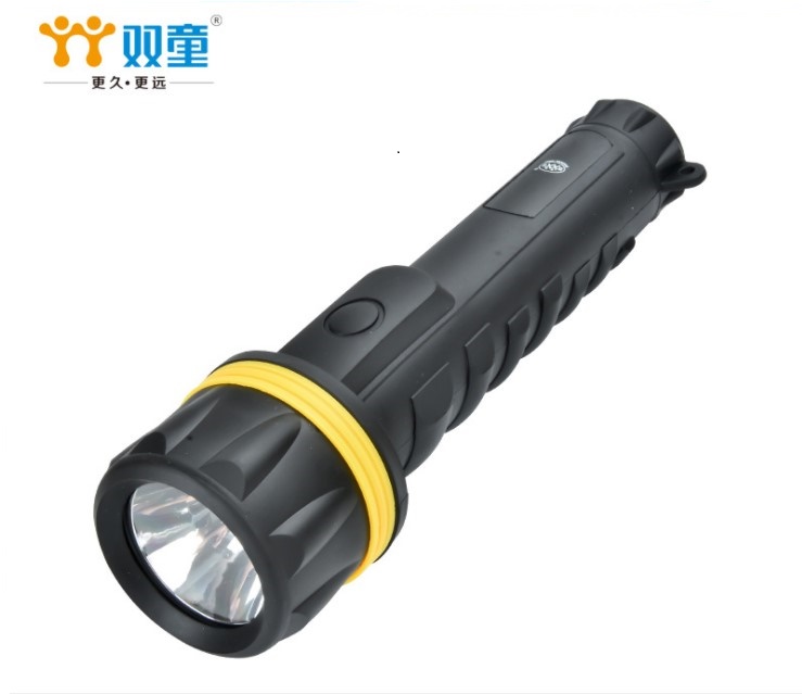 Two children ST-503 strong light rubber flashlight waterproof ultra - bright outdoor patrol rubber anti - fall 1 dry battery 2 knots