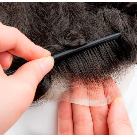 Men's Wig Imported from Switzerland, Fully Hand-Tied, Natural, Invisible, Realistic, with Exposed Hairline, Simulated Scalp, Full Real Hair