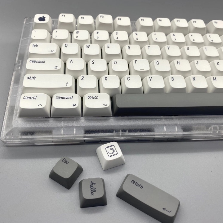 Apple-Style Mac Mechanical Keyboard Keycaps Pbt Dye-Sublimation Xda Profile with Phonetic Notation Russian and Korean Small Full Set 127 Keys