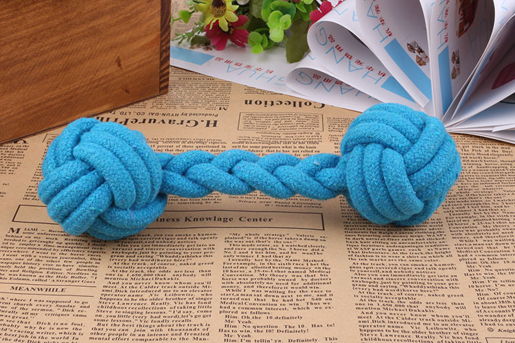 New Candy Color Pet Cotton Rope Dệt Dumbbell Ball Dog Toy Molar Cắn Mèo Đồ chơi Đồ chơi - Mèo / Chó Đồ chơi đồ chơi chó gặm xương