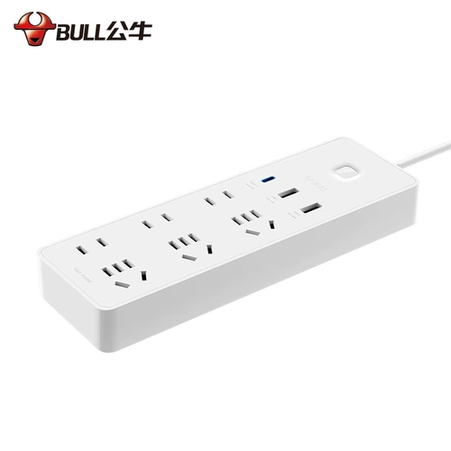Bull Wring Board Smart USB Socket 65W Fast зарядка Type-C Проводки 10A White 1,8M UU2656