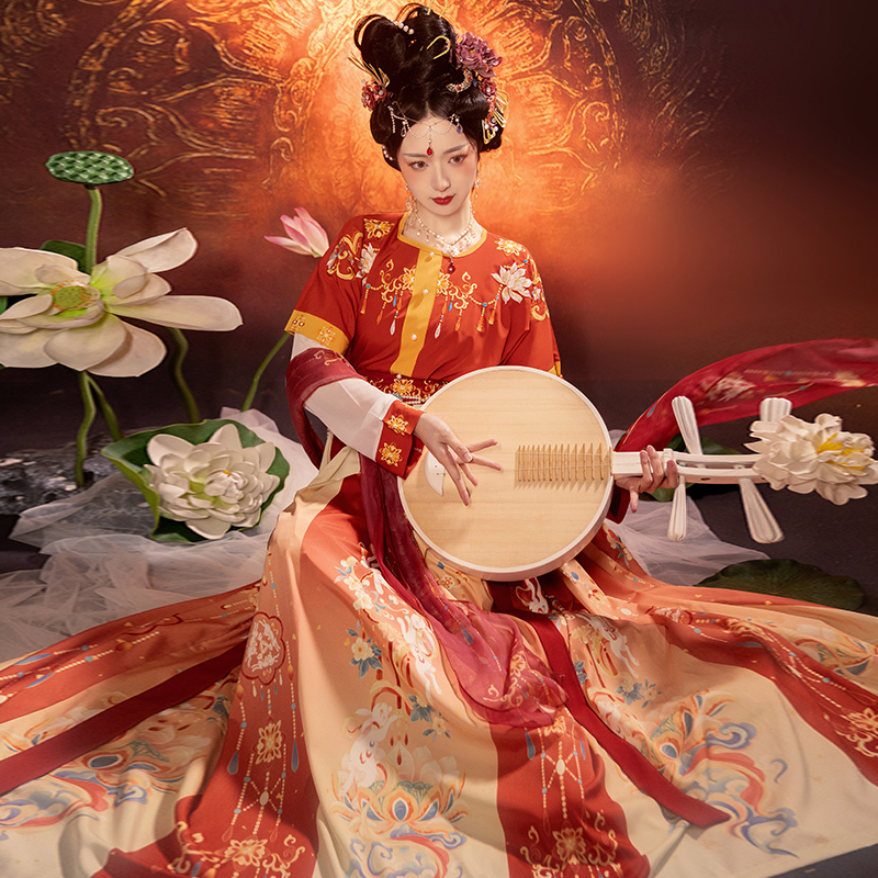 Xiaoxiangji Original Hanfu for Women [Ghana] Tang-Style Half-Sleeve Open-Collar Waist-Length Three-Piece Set Daily Wear Dunhuang Style Spring/Summer