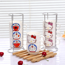 Mug fashion storage rack set Student with iron rack 4 sets Milk set cup thermos four pieces