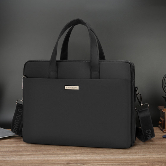 保罗全牛津帆布男士大容量横款手提包商务休闲资料电脑包公文包男