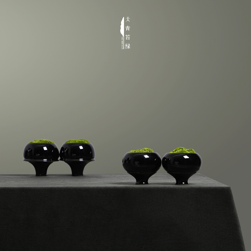 Sky Green Moss, New Chinese-Style Eternal Moss Model Room Tea Room Clubhouse, Paired with Soft Furnishings and Ceramic Flower Vases