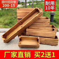 Fleshy rectangular flowerpot anticorrosive wood flower box long strip large wooden vegetable pot flower pool balcony plant flower trough