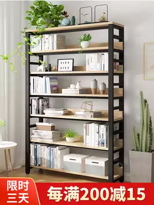 Simple wrought iron bookshelf floor storage layer shelf living room multi-layer net red Shelf shelf steel wood against the wall bookcase