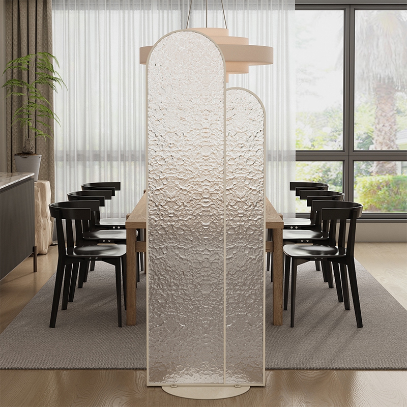 No-Installation Restaurant Changhong Glass Screen, Movable Partition for Living Room, Entryway, Bedroom, No-Drill Oil Painting-Style Divider