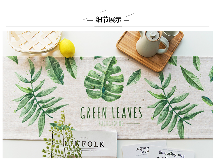 Cờ Bắc Âu hiện đại tối giản bảng vải vải cotton màu xanh lá cây nhỏ tươi hình chữ nhật giường cờ TV tủ vải khăn - Khăn trải bàn khăn phủ bàn