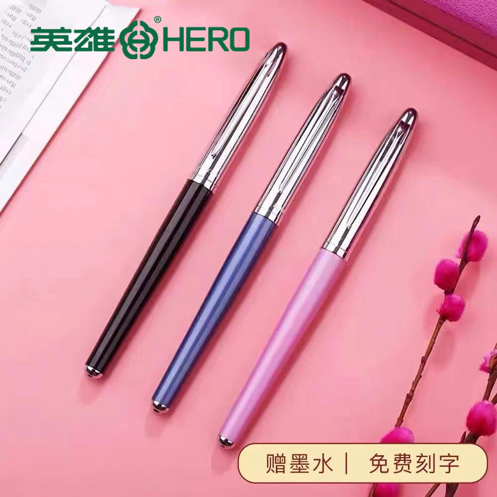 Official Hero Pen Ladies Ink Pen Ladies 100 Metal 10K Gold Pen Office Students Use Business Office Adults Use Writing Practice Ink Pen Lettering Custom