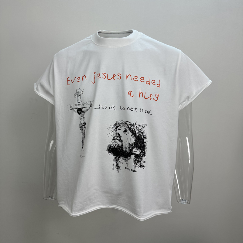 Basic Annals High-Quality Pure Cotton Loose Short-Sleeved Cropped American-Style Crew Neck T-Shirt with Raw Edges