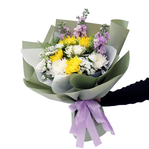 Пекин Тяньцзин Цветочный Экспресс Той же город жертва жертва жертва могила на могиле, очищающий желтый и белый хризантем, цветок