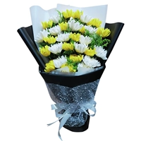 29 Желтый и белый хризантемаммно -смешанный букет B