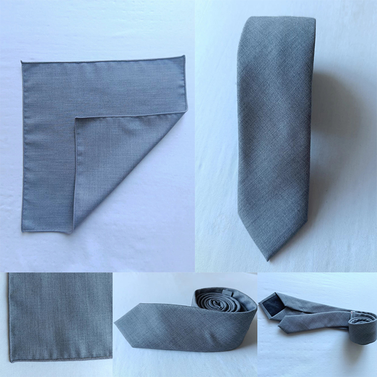 2023 Audi New Tie Pocket Square Gray Men's Tie Business Hand-Tied Formal Wear Professional Solid Color