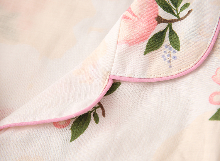 Mùa xuân và mùa thu mỏng gạc đôi cotton Nhật Bản thanh lịch dài tay cho nữ bộ đồ ngủ bằng vải cotton do bo nu dep