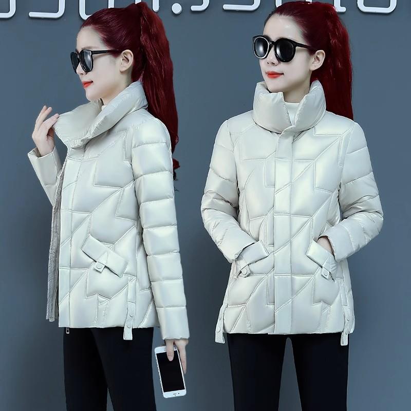 Short Shiny Cotton-Padded Jacket for Women, 2025 Winter New Style, Small Size, Stand Collar, Warm down Cotton Coat, Trendy