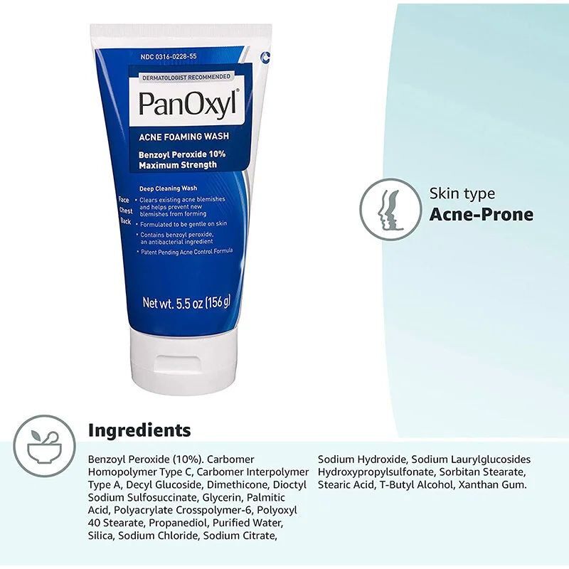 Предметы гигиены panoxyl acne facial foaming wash benzene peroxide deep clean brand