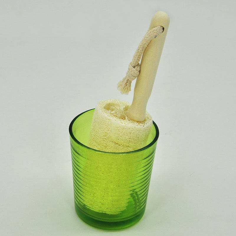 Silk gourd wooden handle cup washing brush kitchen housework cleaning brush plant fiber glass bottle tea cup brush loofah