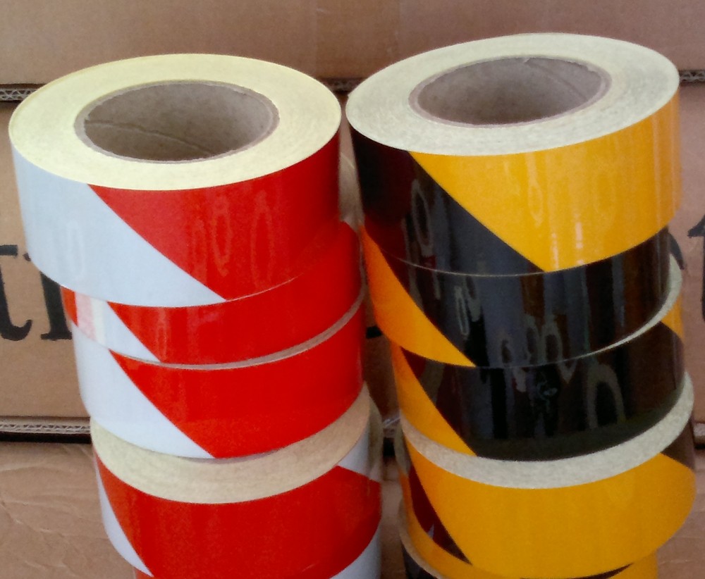 Reflective adhesive tape luminous warning adhesive tape black yellow reflective strip reflective with reflective film traffic film 5CM* 25 m