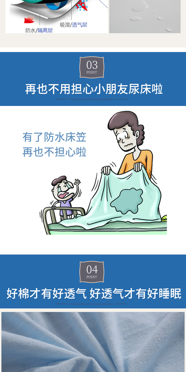 Li một mảnh duy nhất của nệm không thấm nước bao gồm bông giường chống mite rào cản thấm niệu nệm lò xo bụi che bảo vệ bông - Trang bị Covers ga trải giường chun đẹp	