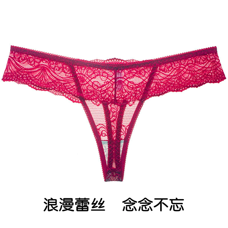 Red plus size nữ thong sexy trong suốt ren thấp eo rộng đáy quần sexy cám dỗ liền mạch nữ T ngắn - G-string