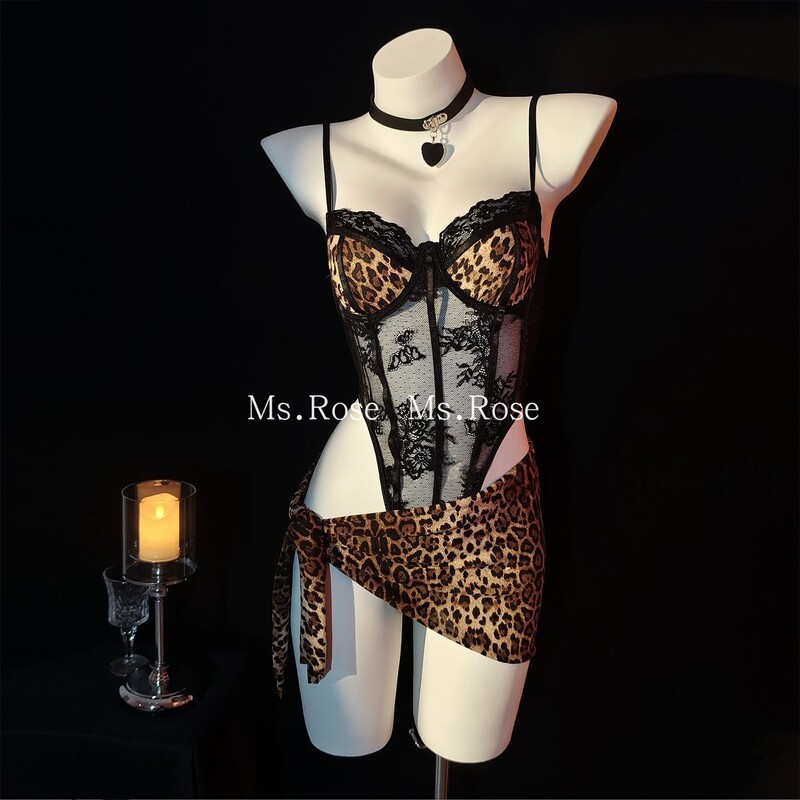 Ms. Rose Leopard Print Sexy Lingerie Bodysuit Emotional Lingerie Qq Push-Up Lace Strapless Camisole Nightdress for Women Ms. Rose Leopard Print Sexy Lingerie Bodysuit Emotional Lingerie Qq Push-Up Lace Strapless Camisole Nightdress for Women