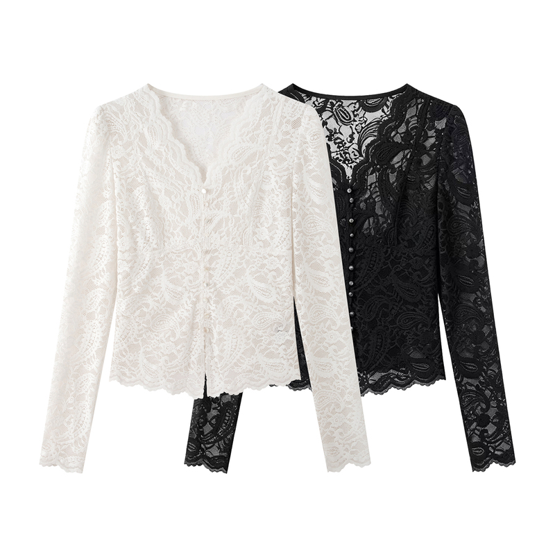 Mrer Mo Yi Women's Clothing Official Flagship Store 2026 New V-Neck Lace Hollow Out Top Women's Base Layer R6D20811