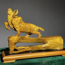 Bull Pendulum Pieces Sichuan Stock Golden Silk Nana Small Leaves of Nang Gas Punching Sky Fighting Bull Pendulum Pieces Characters Animal Craftsmanship Root Sculptures