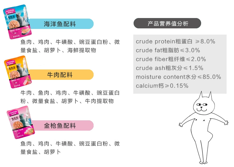 Mai Fudi gói thịt hạt gói thức ăn ướt mèo mèo mèo đóng hộp 85g * 12 gói mèo tươi gói hạt cateye cho mèo có tốt không