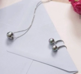 Xiamen+OU Spaine Pearl Majorica Grey Pearl Серебряные серьги 10 мм11845.03.2.000.010.1