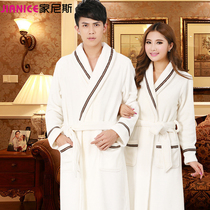 Flannel mens nightgown Womens couple pajamas Autumn and winter coral velvet bathrobe-style thickened sexy long nightgown