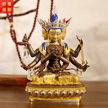 The Buddha statue of the Virgin Buddha is made of pure copper - gilded gold - and - silver household dedicated to Buddha 7 inches tricolor - gold - and - pure copper - statue