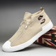2024 spring new high-top canvas shoes for men, lazy slip-on zipper casual shoes, soft-soled breathable sneakers for men