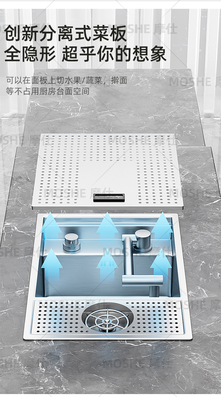 Мойка двойная 德国拉丝隐藏式洗杯器304不锈钢水槽咖啡奶茶店中岛吧台迷你单水槽 Moshe