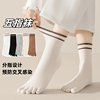 Five-Toe Socks for Women, Mid-Calf Socks, Pure Cotton, Odor-Resistant, Coffee-Colored, Split-Toe Cotton Socks, Breathable, Sweat-Absorbent, Spring and Autumn Women's Long Socks, Toe Socks
