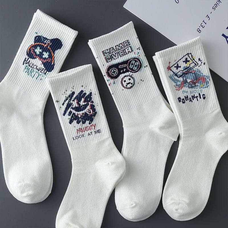2025 New Graffiti Socks Men's Long Socks ins Trendy Cotton Socks Autumn Junior High School Students Mid-Tube Boys' Youth Basketball Socks