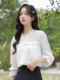 Camisa de gasa con lazo blanco para mujer, Súper Hada de manga larga, camisa nueva de principios de otoño, top reductor de edad a la moda, 2025