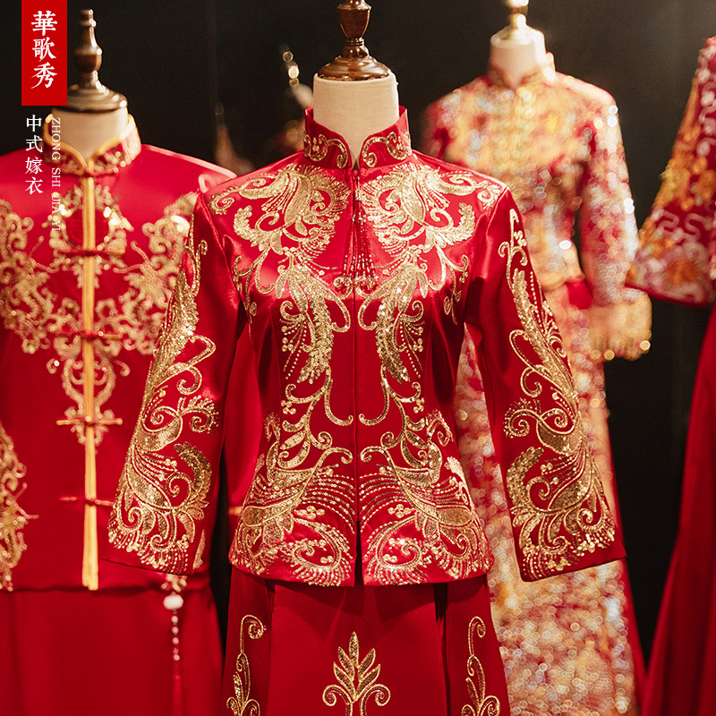Xiuhe service autumn and winter senior bride 2022 new satin toast dragon and phoenix gown out of the cabinet consumer men and women