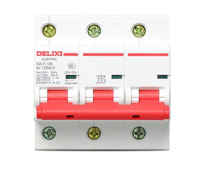 Delixi small high current circuit breaker DZ47S-125 3P 63A80A100A125A Air switch