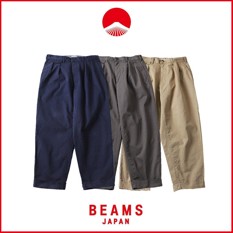 (Spot) BEAMS SSZ 20AW JAPAN Japanese loose tapered double pleated red rope casual men's trousers tide