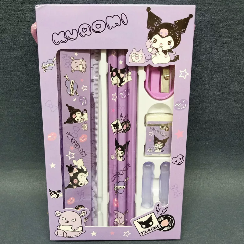 Набор канцелярии (Sanrio) 12 предметов: карандаш, ластик, линейка — My Melody, Kuromi, Hello Kitty
