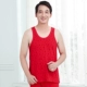 Mùa xuân dệt trung niên và già lớn màu đỏ phước lành in đầy đủ Lycra cotton tay áo vest Áo thun nam và nữ hàng rào vest thoáng khí - Áo vest